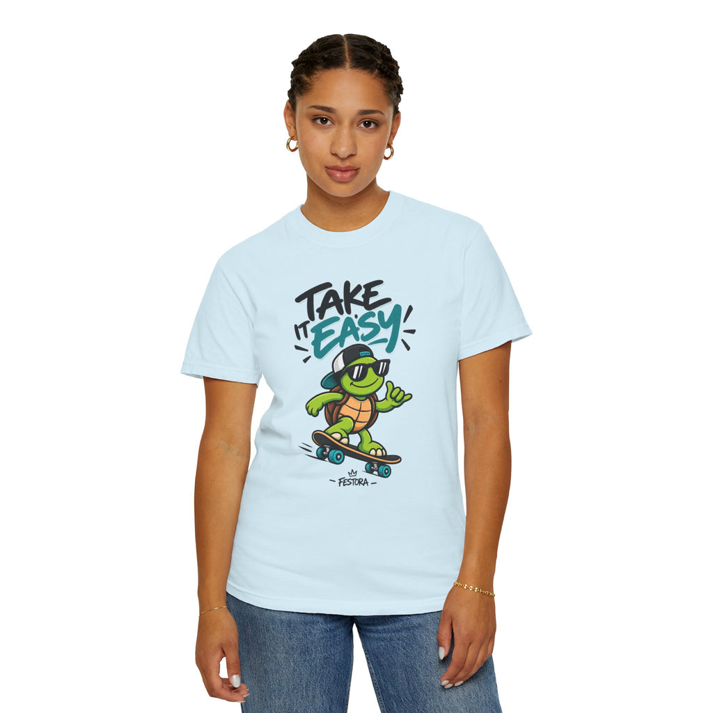 Take It Easy Skate Turtle Graphic T-Shirt | Festora Everyday