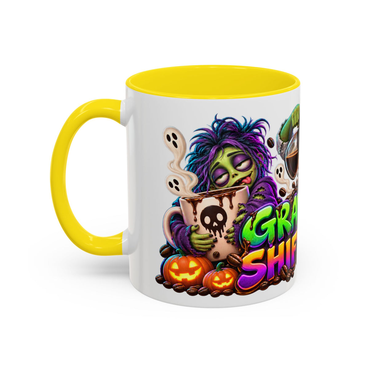 Graveyard Shift Fuel Coffee Zombies Halloween White Mug