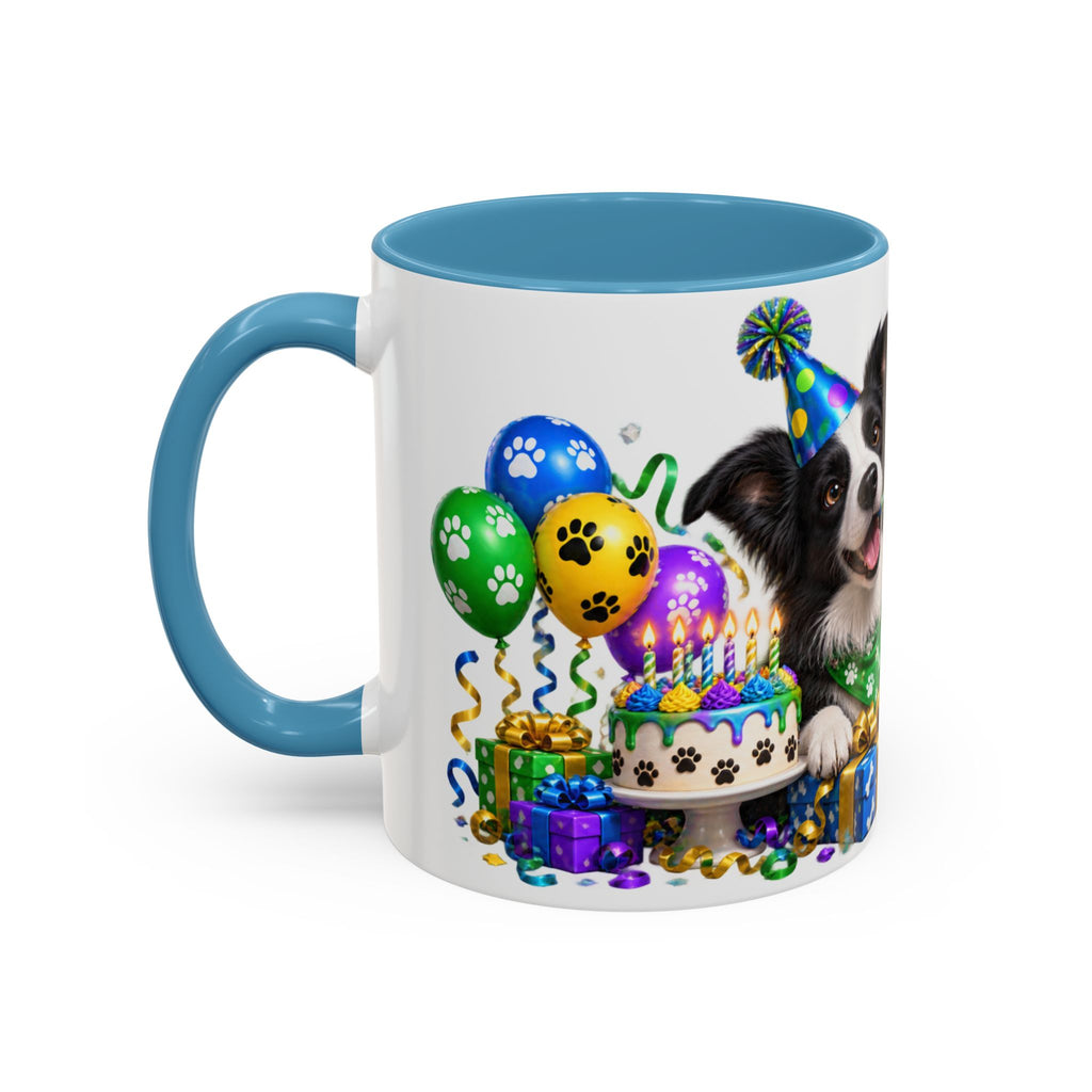 Herd the Crew Border Collie Birthday White Mug
