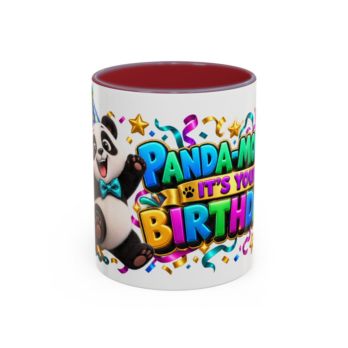 Panda-Monium! It’s Your Birthday White Mug – Cute Panda Birthday Cup, Colorful Fun Party Gift