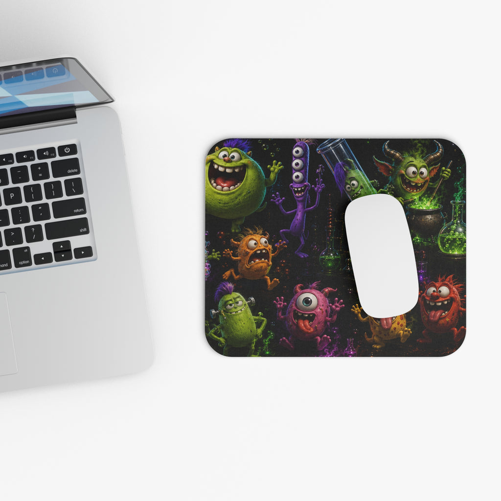 Monster Lab Mouse Pad — Colorful Cartoon Monsters & Potions Design