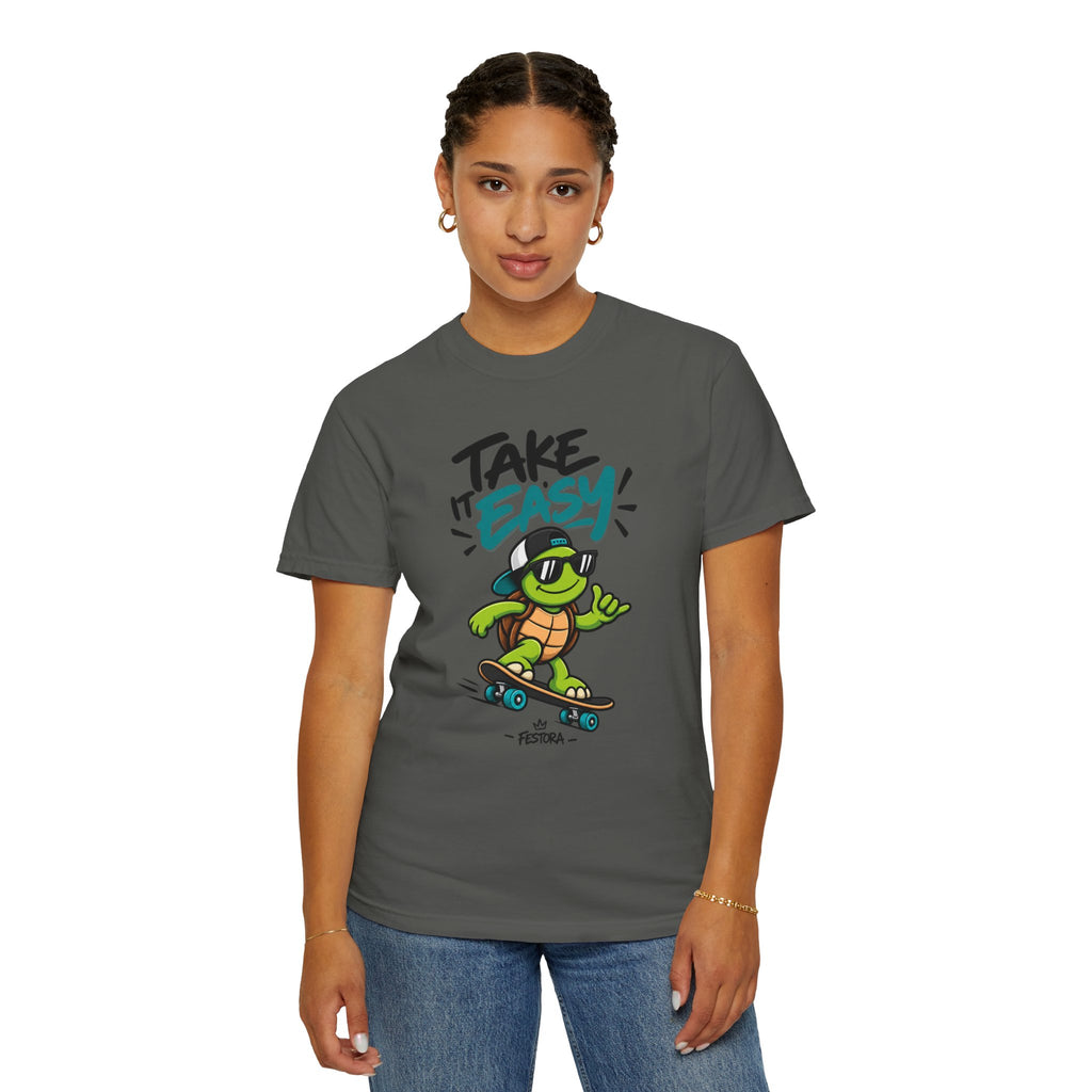 Take It Easy Skate Turtle Graphic T-Shirt | Festora Everyday