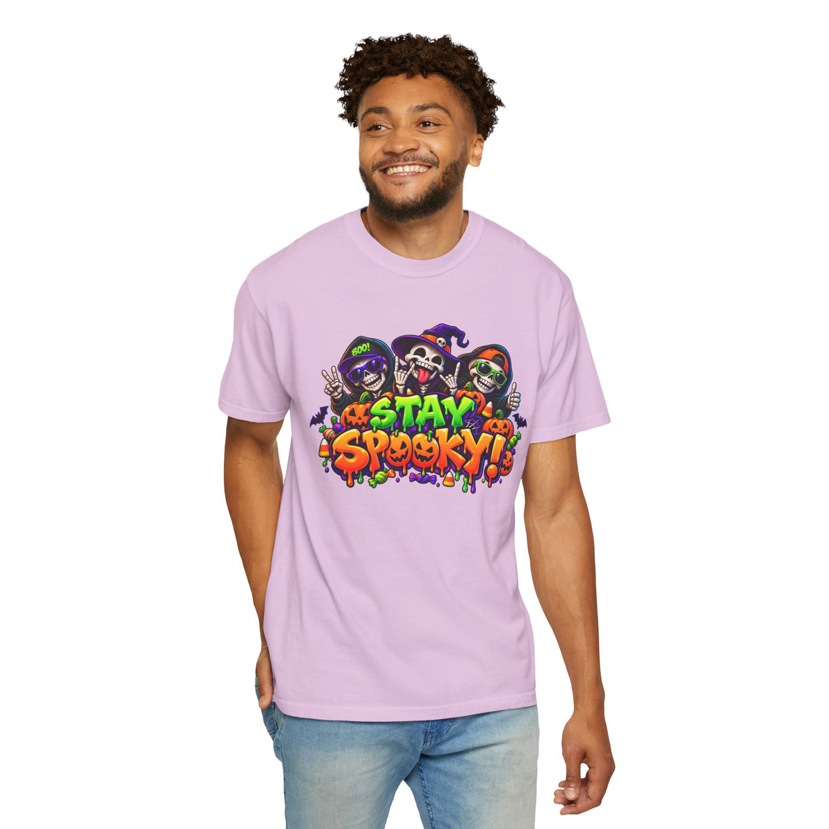 Stay Spooky Halloween T-Shirt – Funny Skeleton Crew Colorful Graphic Tee