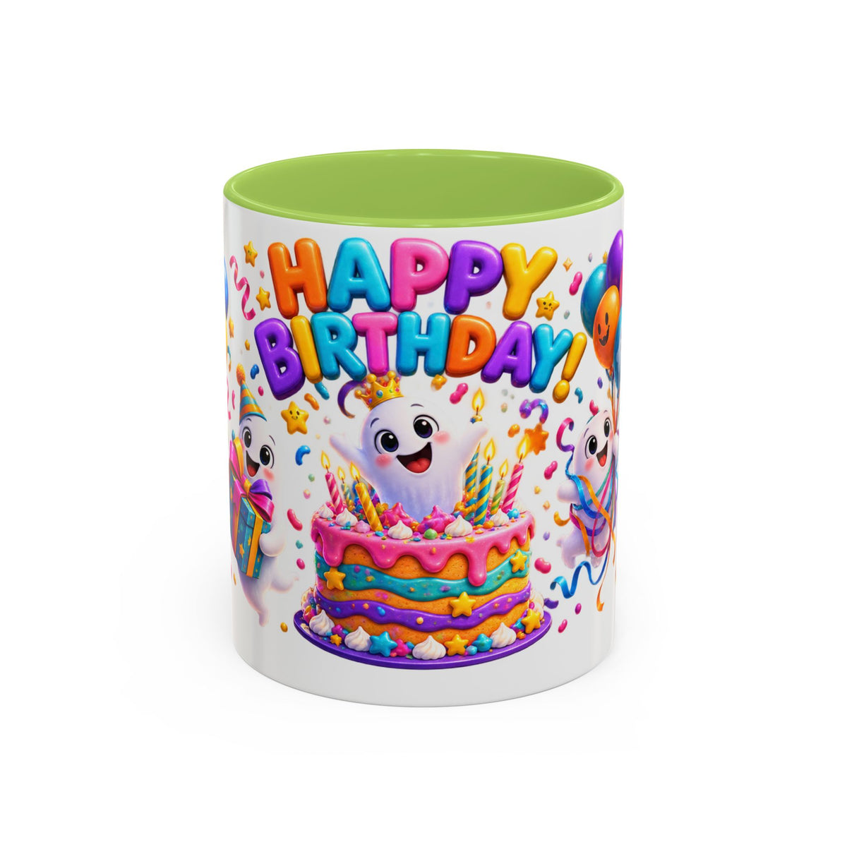 Happy Birthday Accent Coffee Mug - Colorful Celebration Mug (11oz, 15oz)