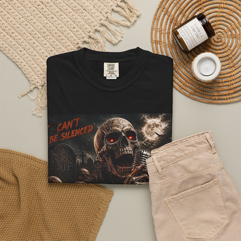 Born to Rock Skull T-Shirt — 'I Can't Be Silenced' Heavy Metal Tee