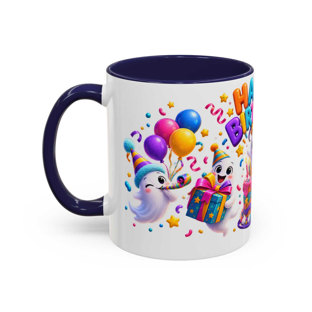 Happy Birthday Accent Coffee Mug - Colorful Celebration Mug (11oz, 15oz)