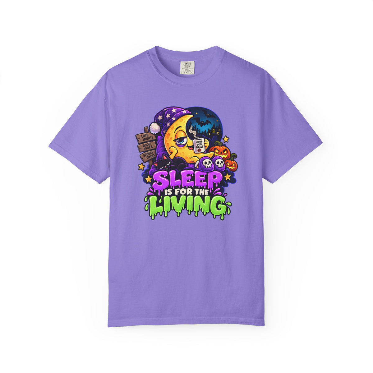 Sleep Is for the Living – Funny Halloween Moon T-Shirt