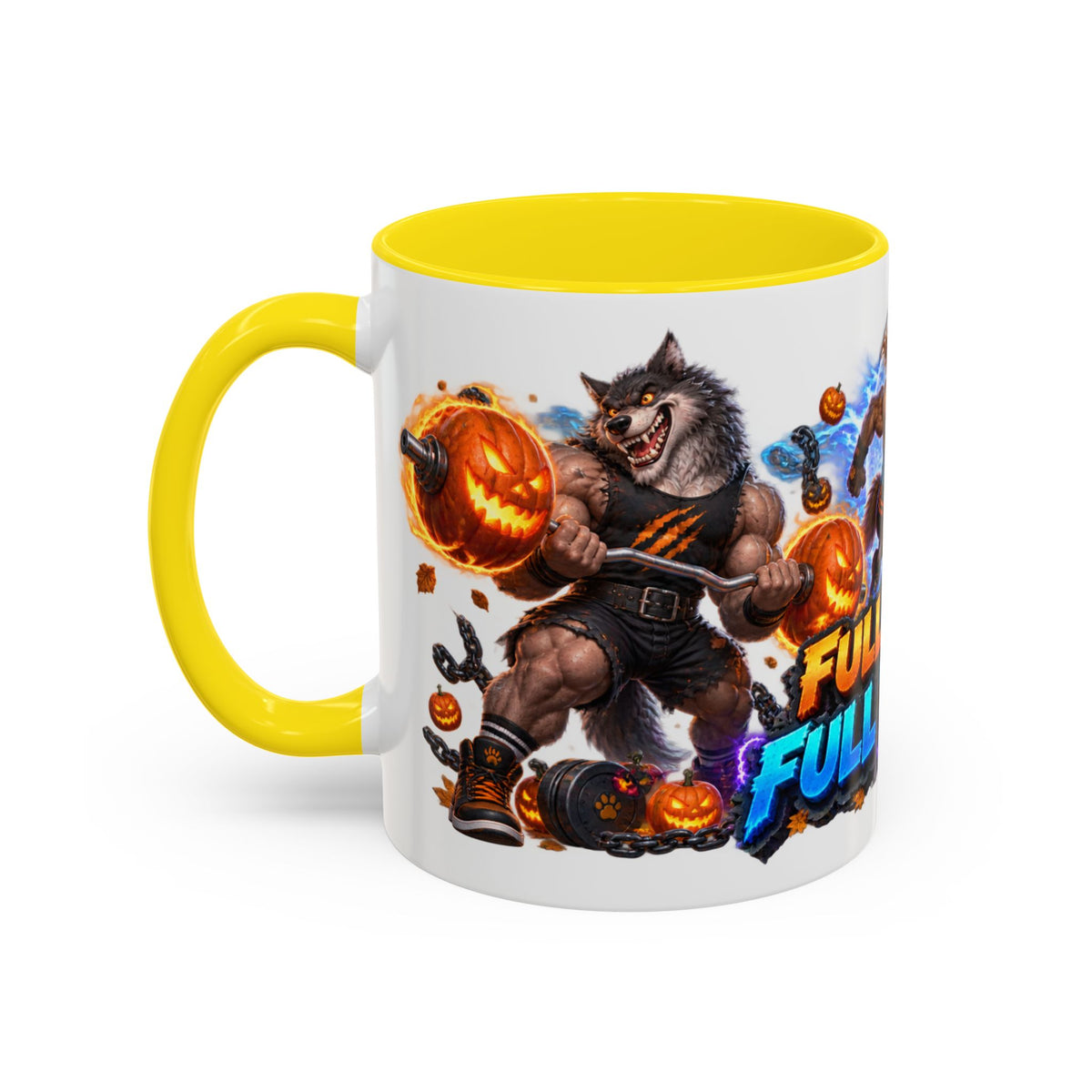 Full Moon Full Power Werewolf Gym Halloween White Mug