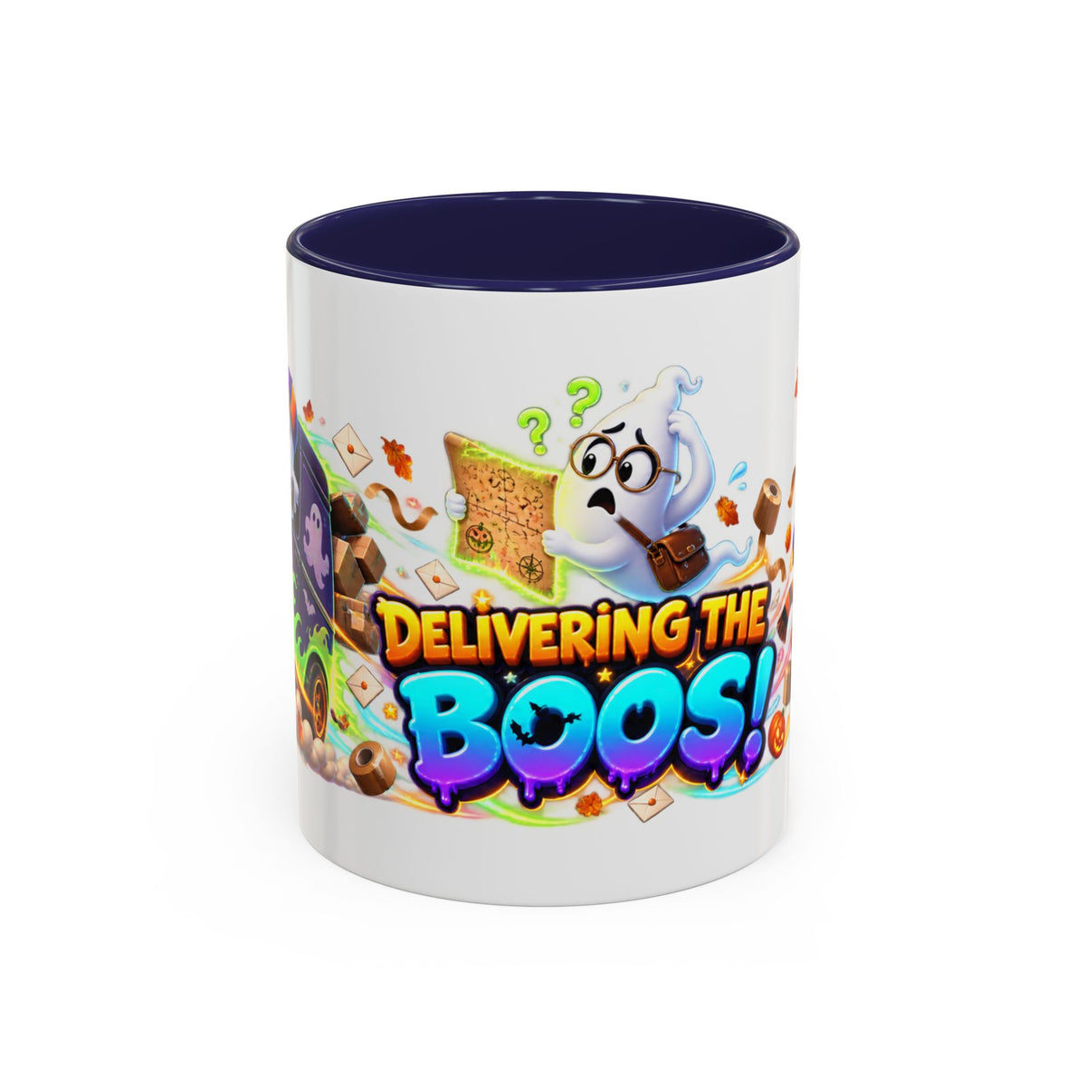 Delivering the Boos Ghost Delivery Halloween White Mug