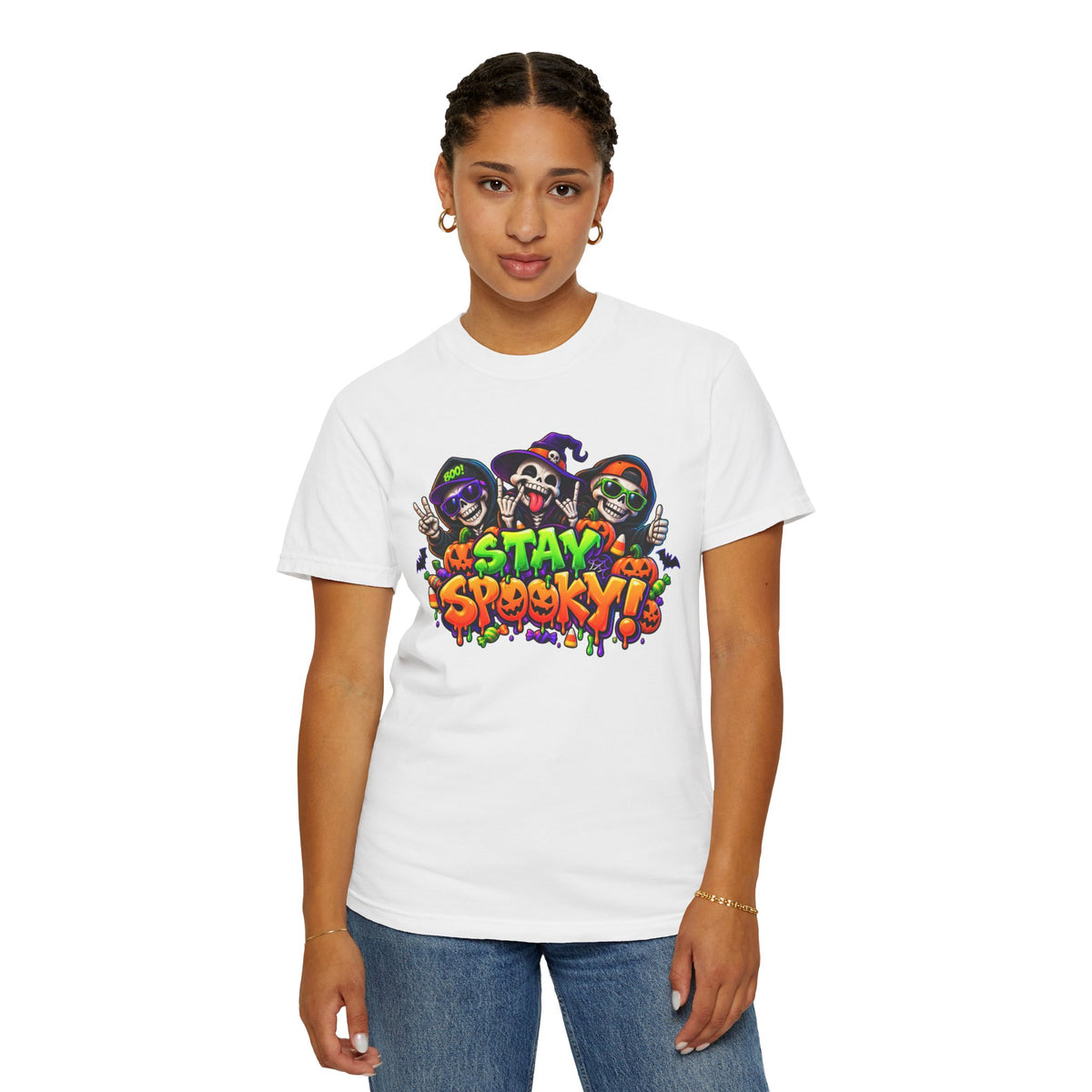 Stay Spooky Halloween T-Shirt – Funny Skeleton Crew Colorful Graphic Tee