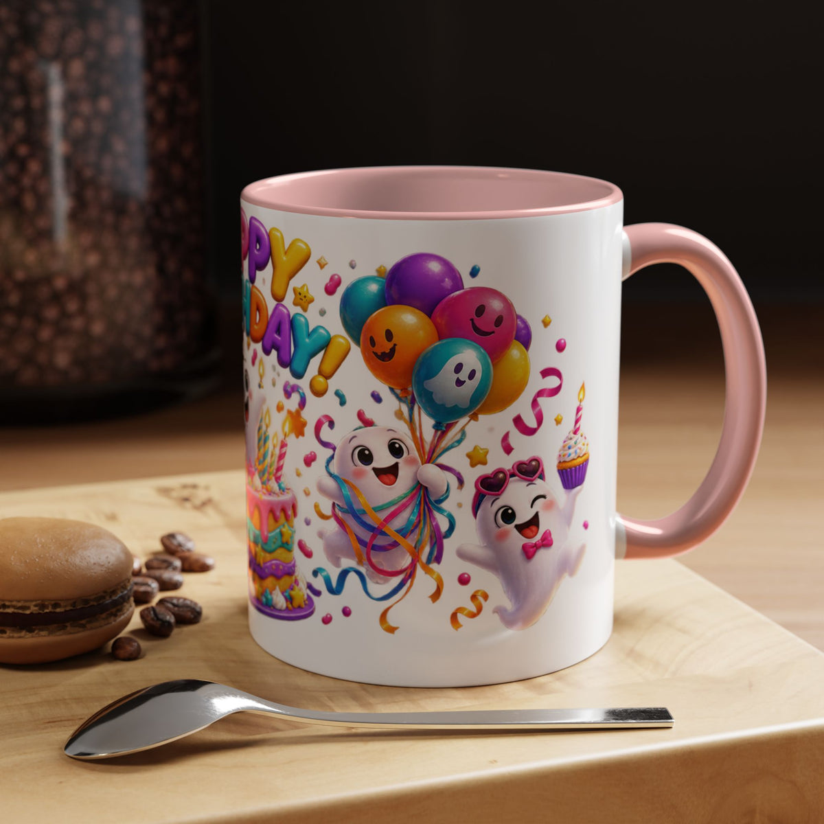 Happy Birthday Accent Coffee Mug - Colorful Celebration Mug (11oz, 15oz)