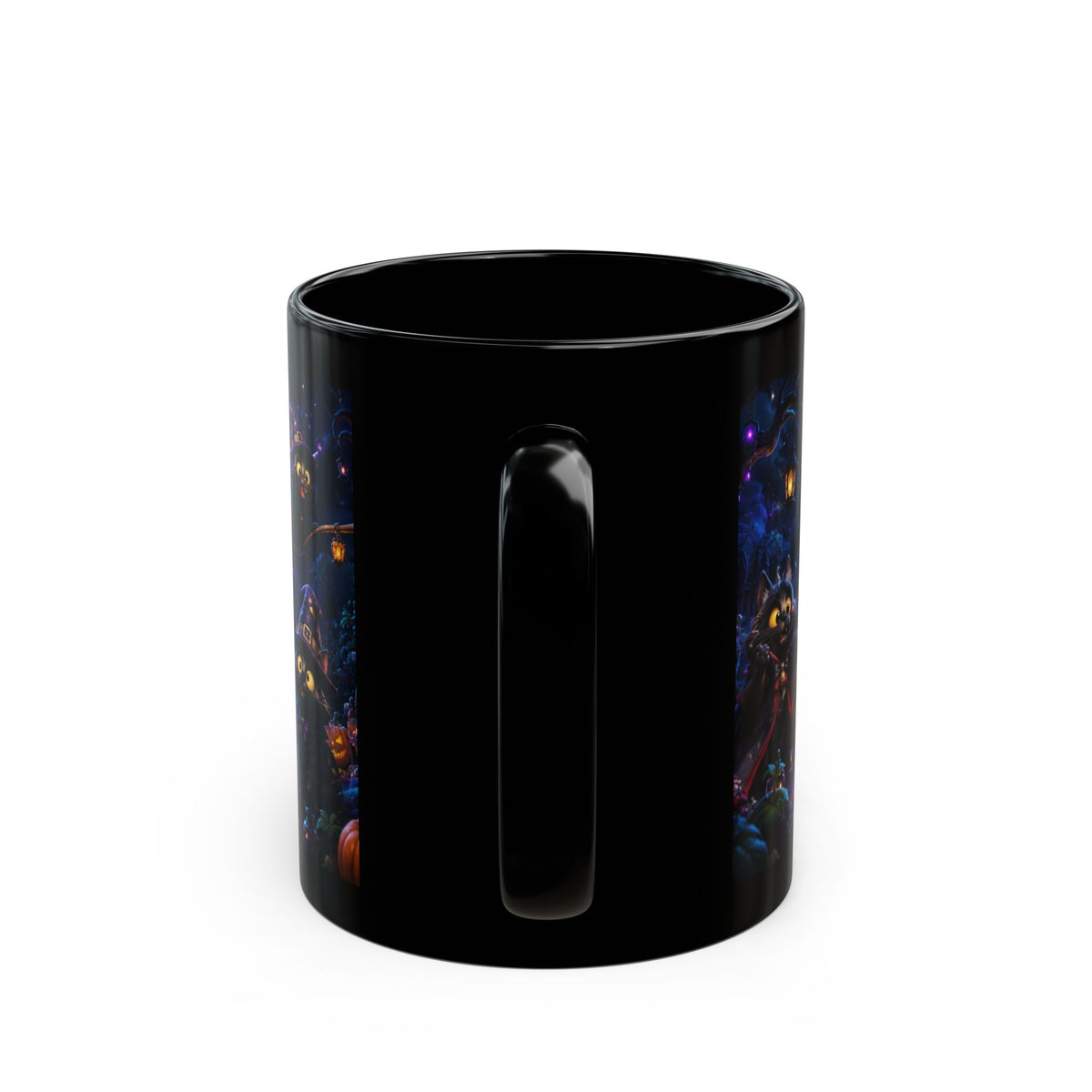 Halloween Black Cat Witch Mug – Spooky Night Cauldron Coffee Cup (11oz/15oz)