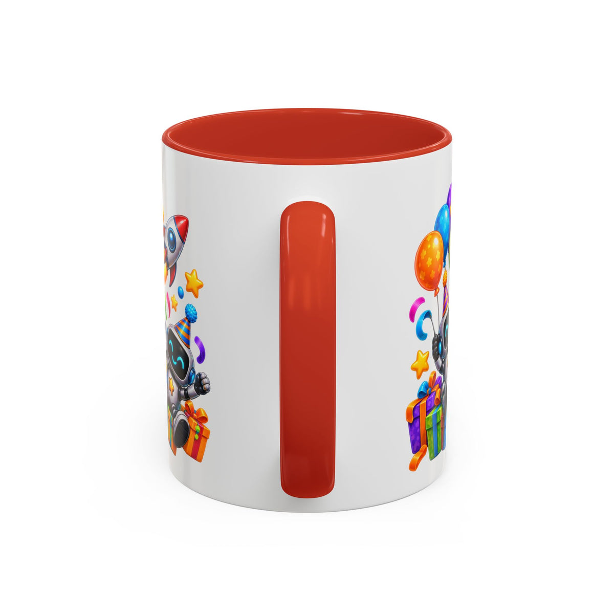 Happy Birthday Space Party Mug – Cute Aliens, Robots, UFO & Colorful 3D Birthday Design