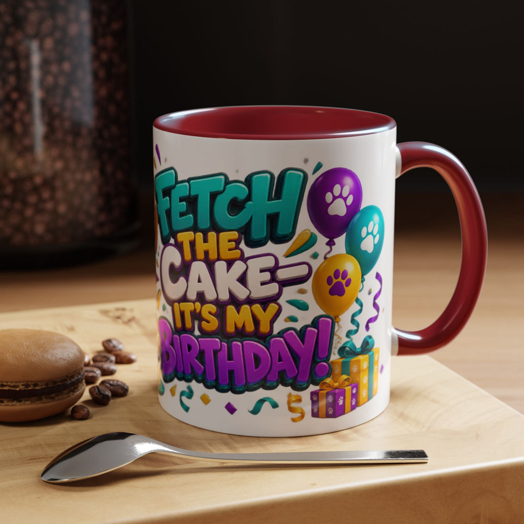 Beagle Birthday Mug – Fetch the Cake White Ceramic Coffee Cup