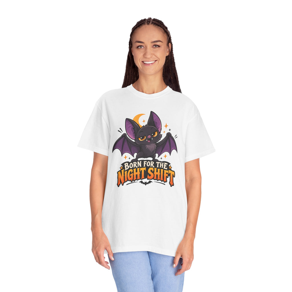 Born for the Night Shift – Cute Halloween Bat T-Shirt