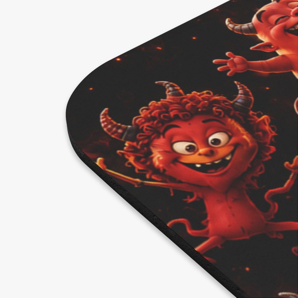 Cute Red Devils Mouse Pad — Funny Halloween Pattern (9" x 8")