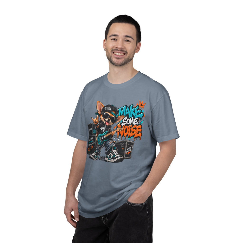 Make Some Noise Rocco Graphic T-Shirt — Streetwear Rock Dog Tee