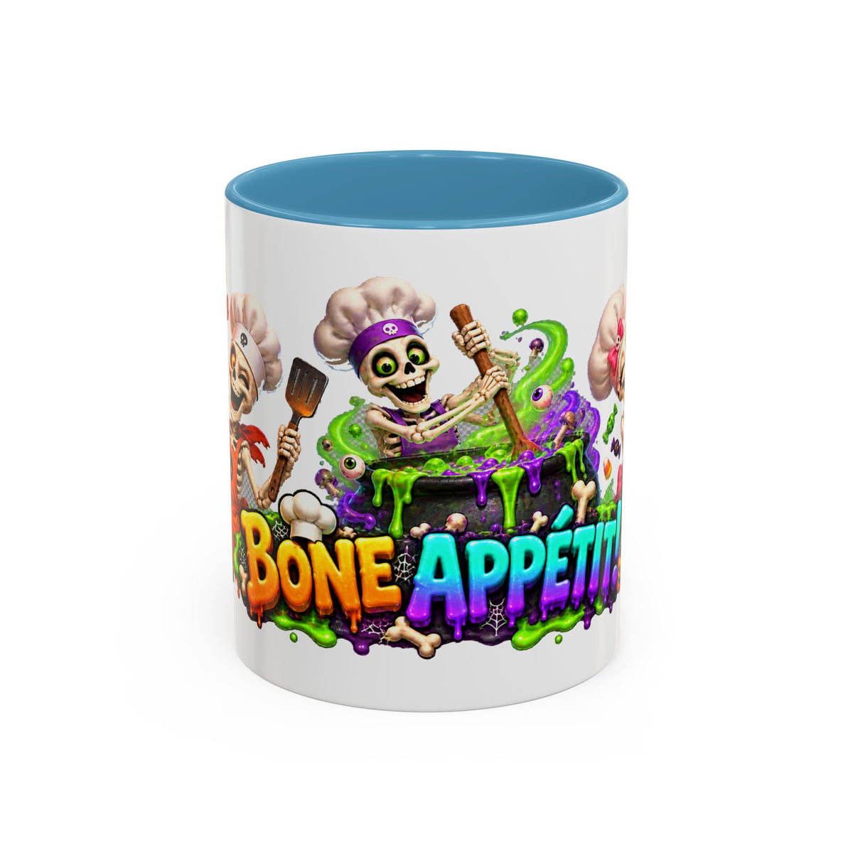 Bone Appetit Skeleton Chefs Halloween White Mug