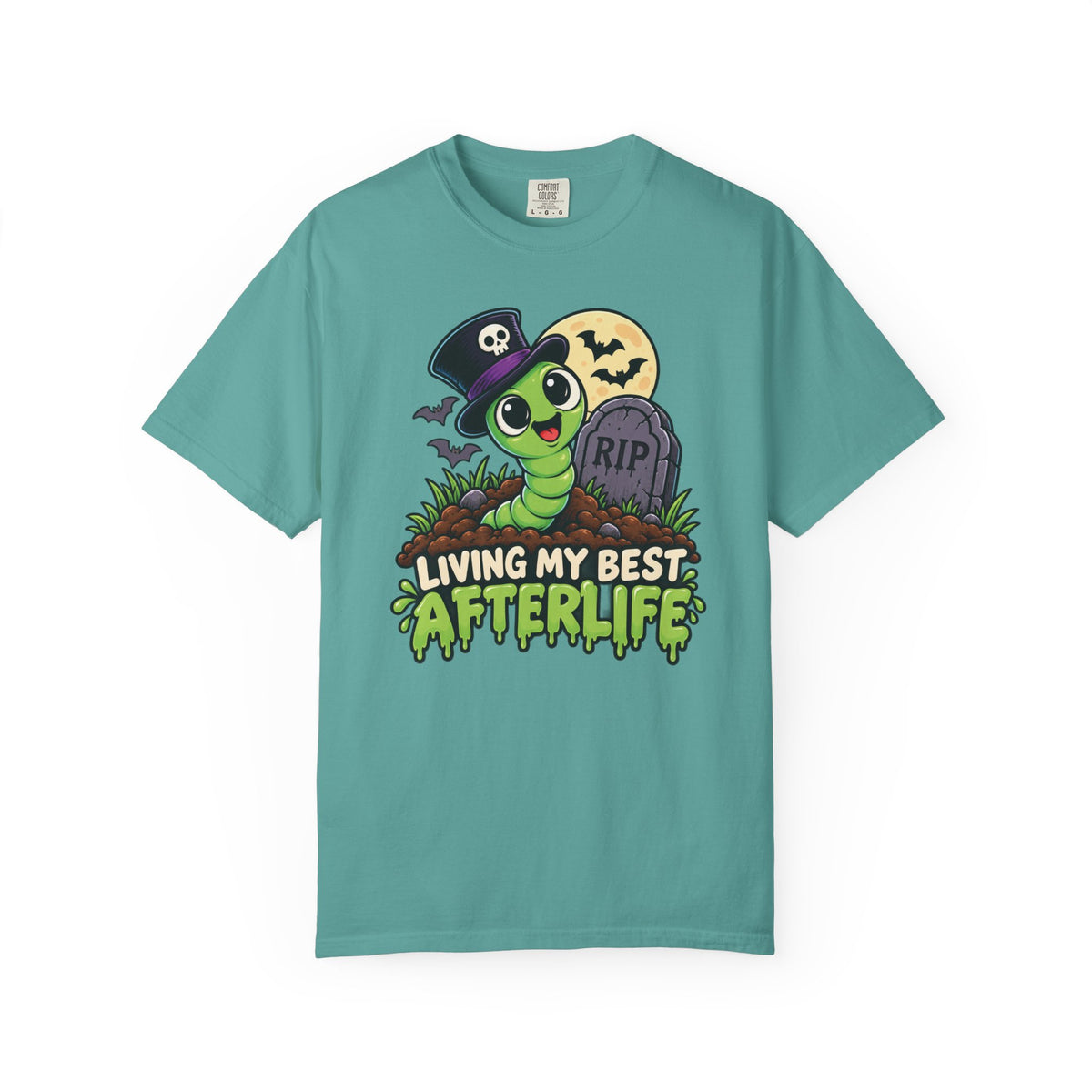 Living My Best Afterlife – Cute Halloween Graveyard Worm T-Shirt