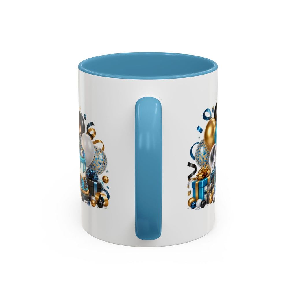 Happy Birthday White Tiger Mug – Colorful 3D Birthday Gift – White Coffee Mug
