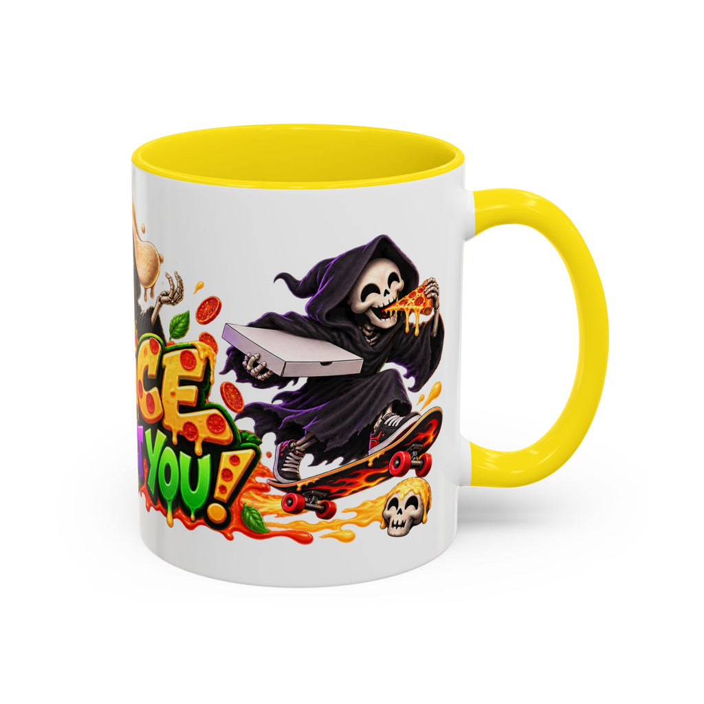 Slice to Meet You Funny Grim Reaper Pizza Halloween White Mug