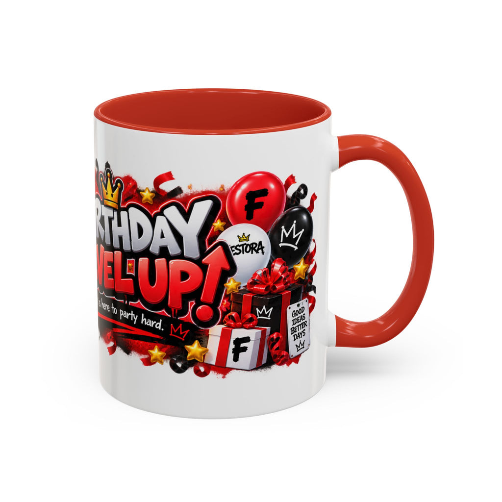 Festora Grafx Birthday Mug – Birthday Level Up Robot Coffee Cup