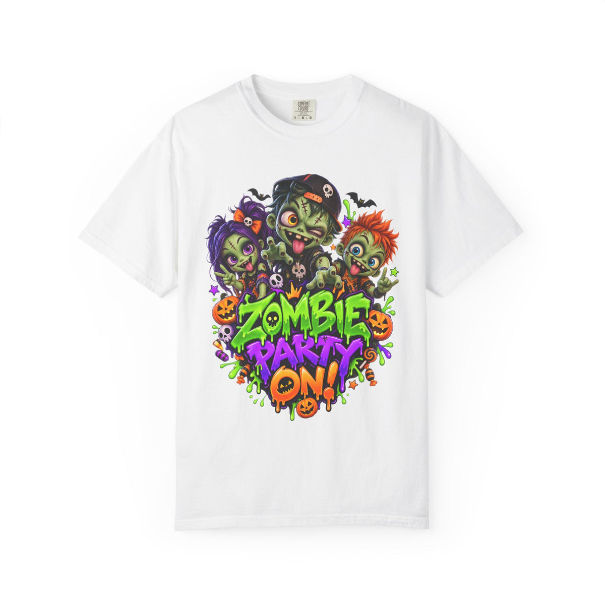 Zombie Party On! – Halloween Zombie Crew Graphic T-Shirt