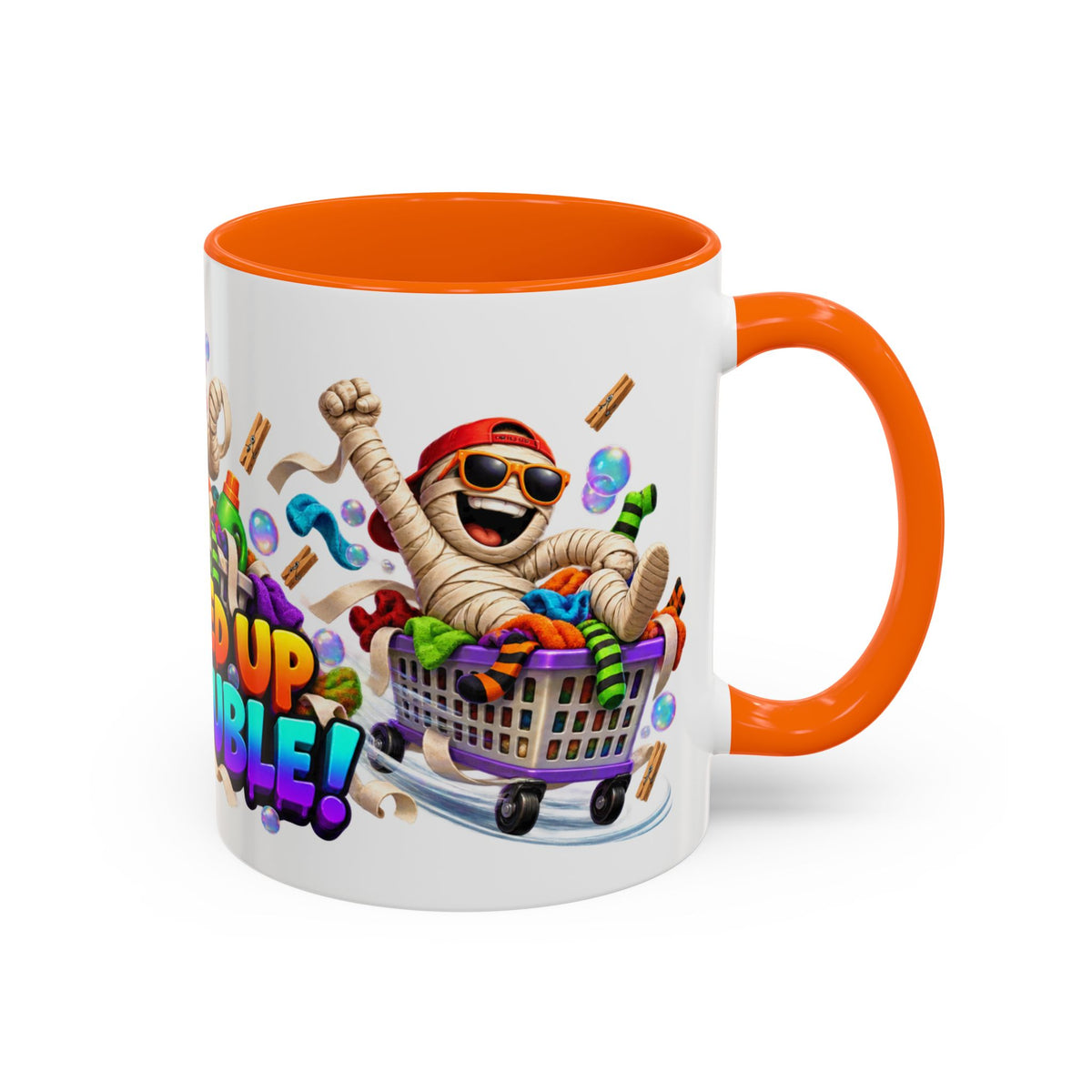 Wrapped Up in Trouble Mummy Halloween White Mug