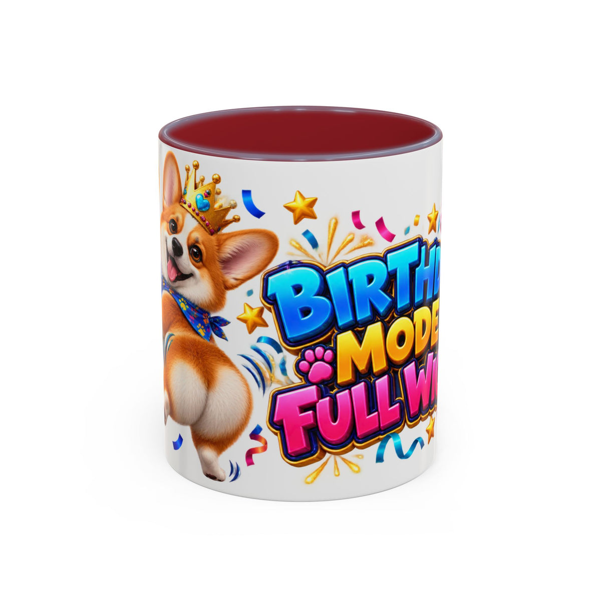 Birthday Mode Full Wiggle Corgi White Mug