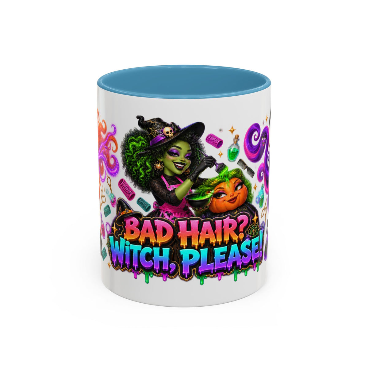 Bad Hair Witch Please Halloween Hairstylist White Mug