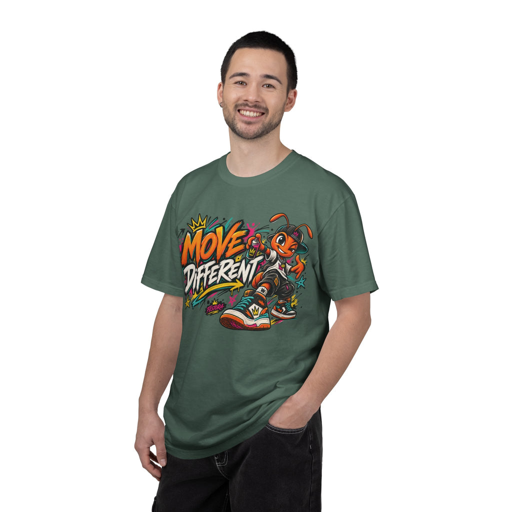 Move Different Graphic T-Shirt — Streetwear Skate Ant Mascot Design