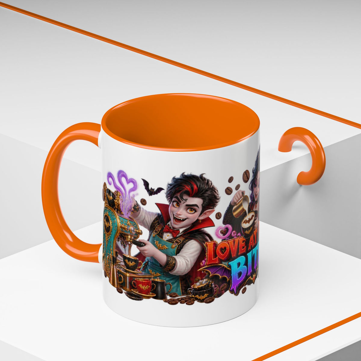 Love at First Bite Vampire Barista Halloween White Mug