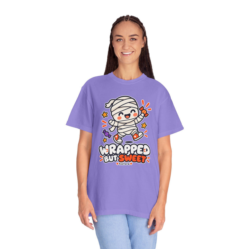 Wrapped but Sweet Halloween T-Shirt | Cute Mummy Graphic Tee