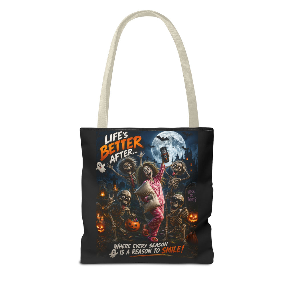 Halloween Horror Tote Bag - "Life's Better After" Trick-or-Treat Pumpkin Design