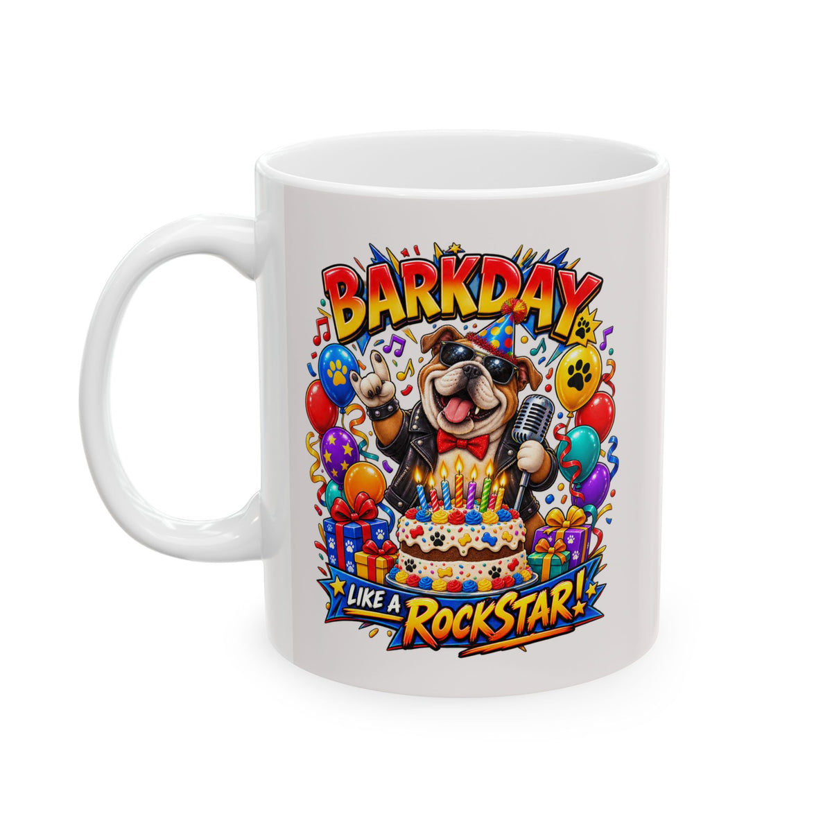 Birthday Celebration Mug — Colorful Balloons & Confetti Ceramic Coffee Cup (11oz, 15oz)
