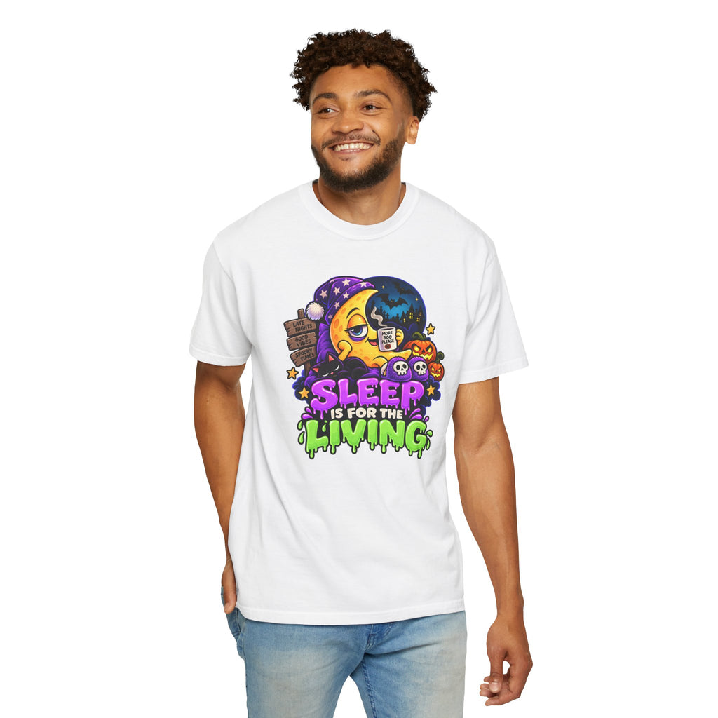 Sleep Is for the Living – Funny Halloween Moon T-Shirt