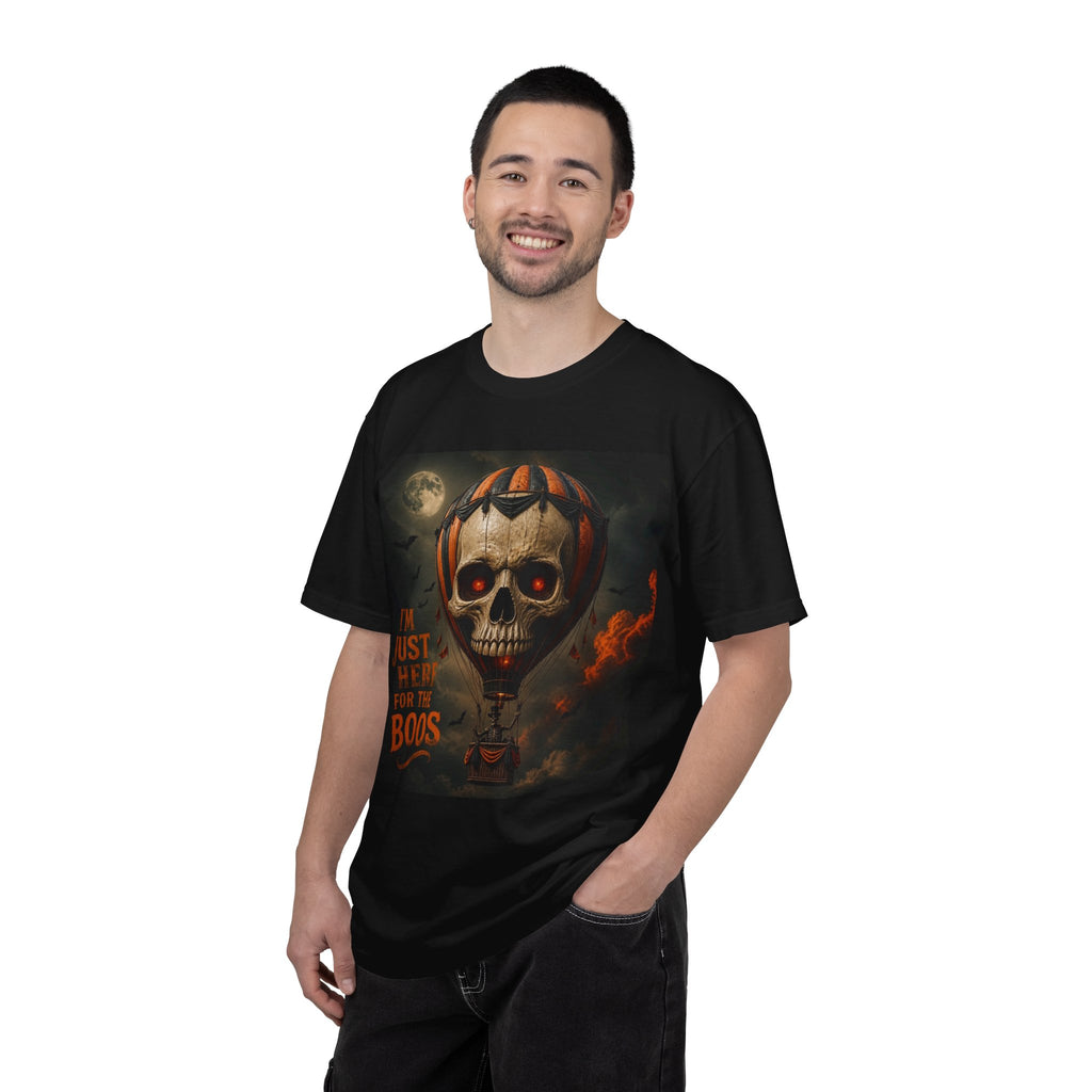 Halloween 'I'm Just Here for the Boos' Skull Hot Air Balloon T-Shirt