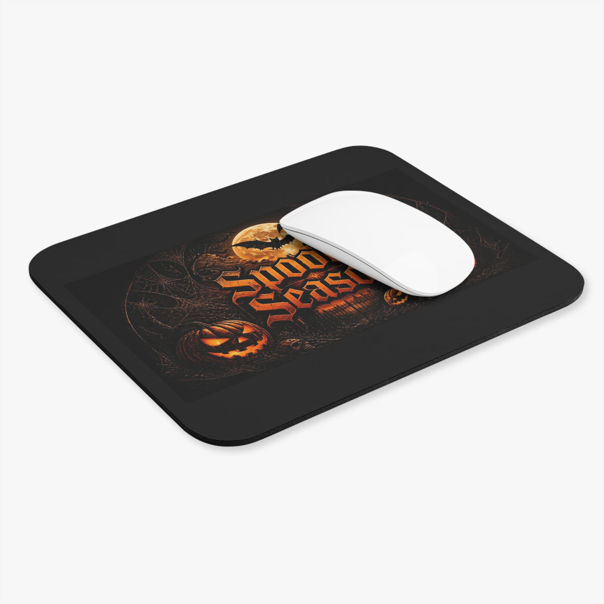 Spooky Season Halloween Mouse Pad — Jack-o'-Lantern & Moon Desk Mat