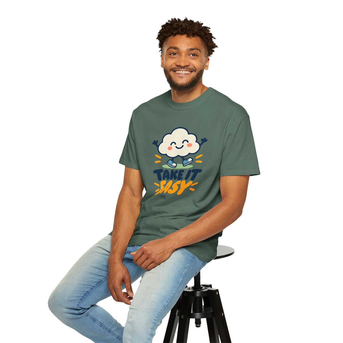 Take It Easy – Happy Cloud Graphic T-Shirt | Festora Everyday