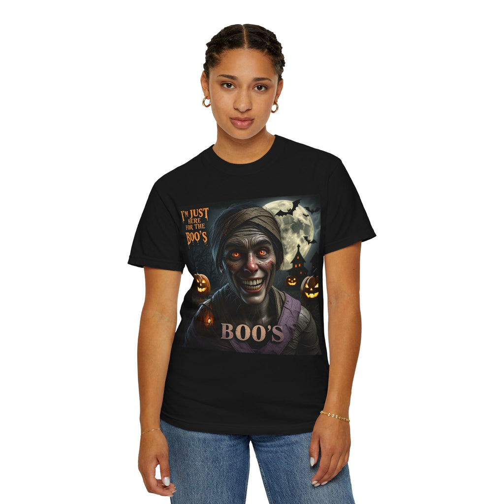 Halloween Scary Mummy T-Shirt — "I'm Just Here for the Boo's" Graphic Tee