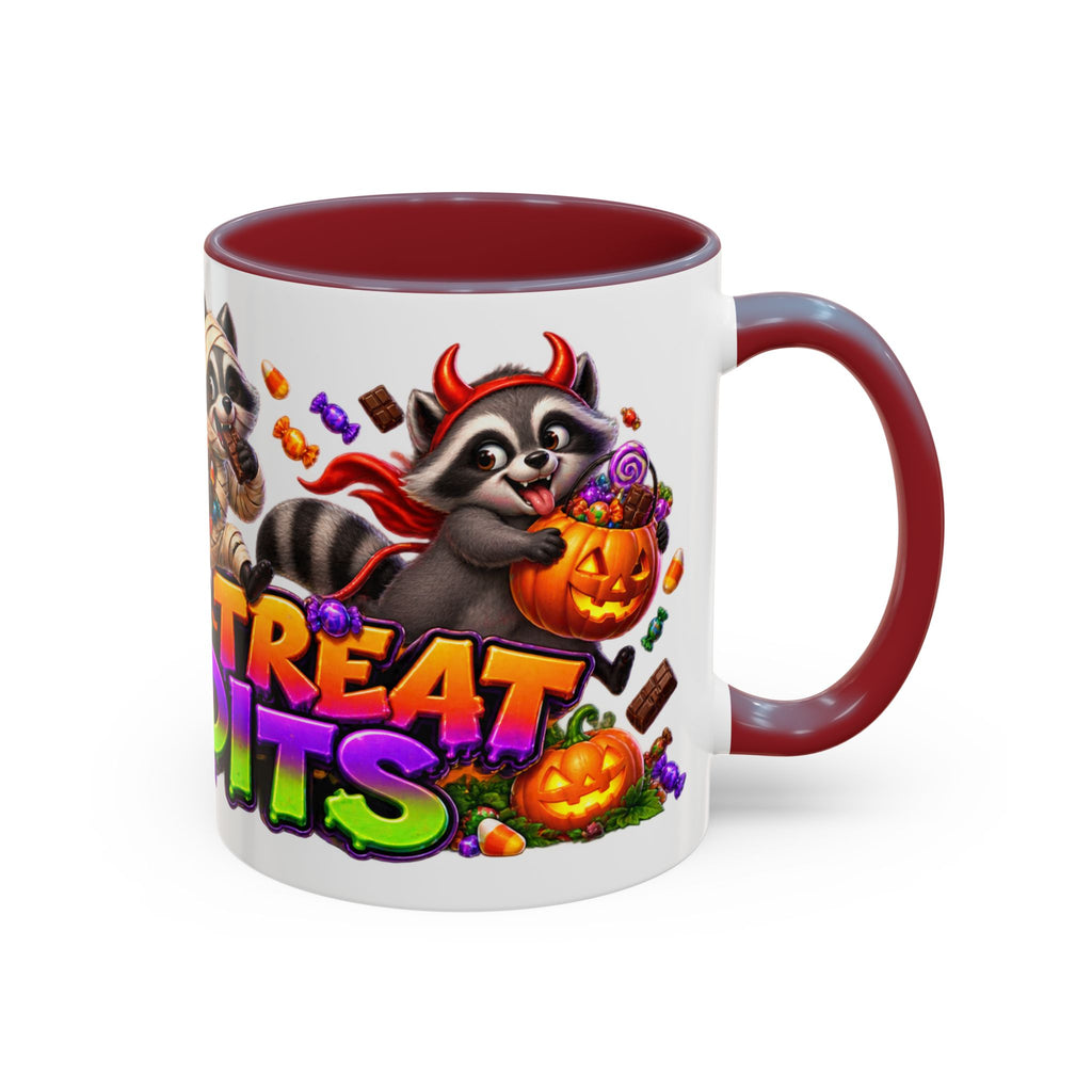 Trick or Treat Bandits Raccoons Halloween White Mug