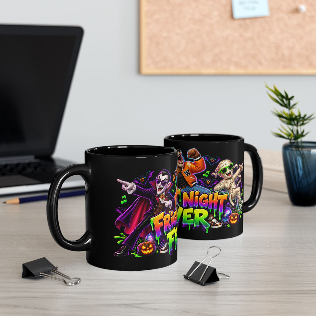 Fright Night Fever Dancing Monsters Halloween Black Mug