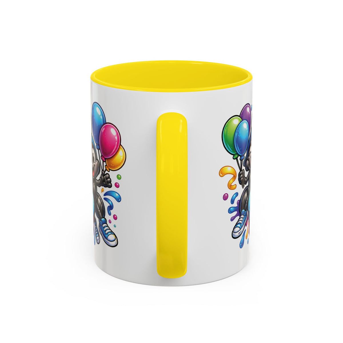 Happy Birthday Cartoon Mug – Graffiti Ants, Birthday Cake, Balloons & Confetti Coffee Cup