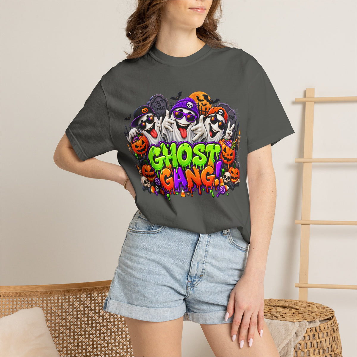 Ghost Gang Halloween T-Shirt – Funny Colorful Ghost Graphic Tee
