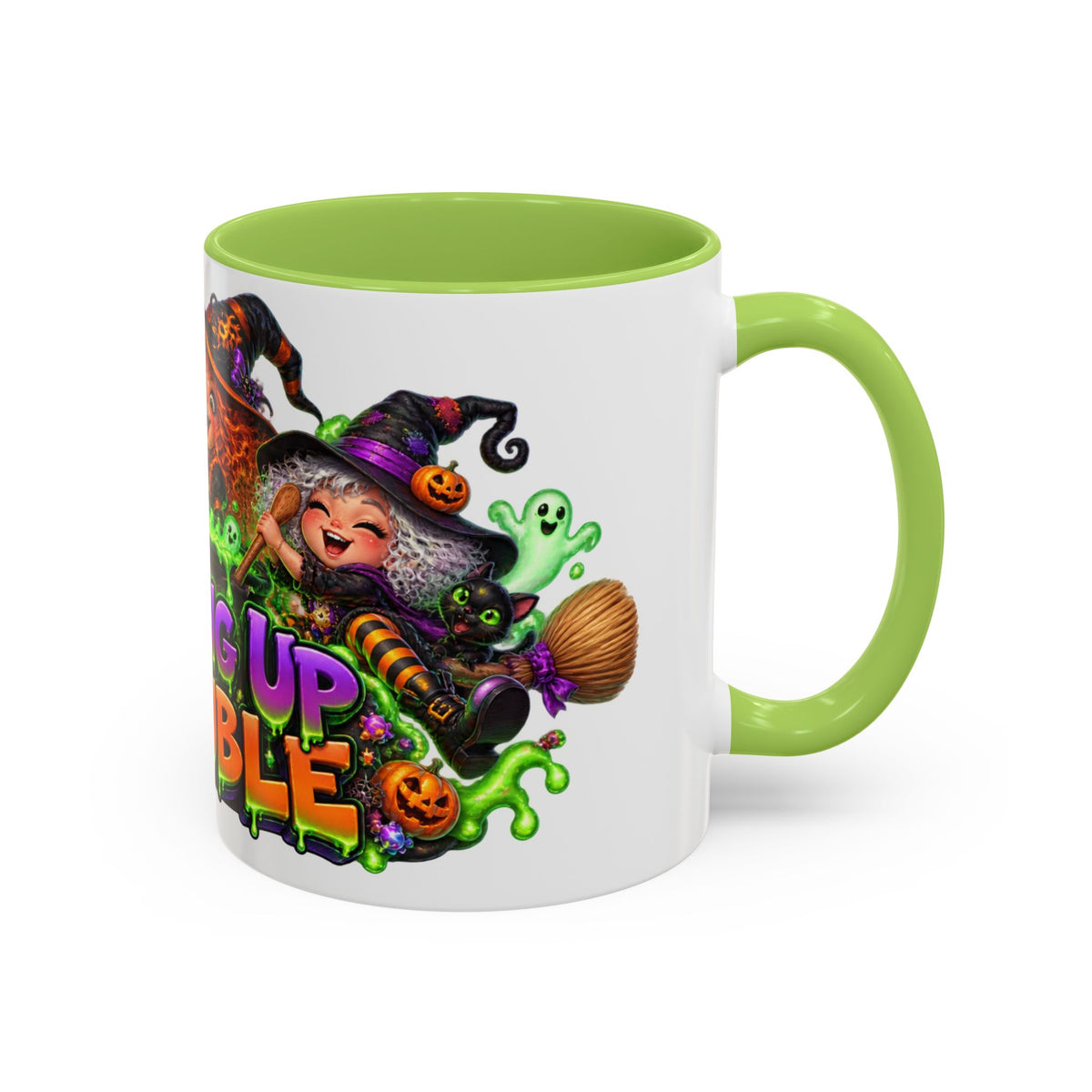 Brewing Up Trouble Witches Halloween White Mug