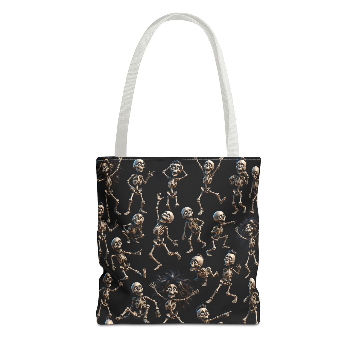 Spooky Skeleton Crew Halloween Tote Bag - Cute 3D Skeleton Pattern