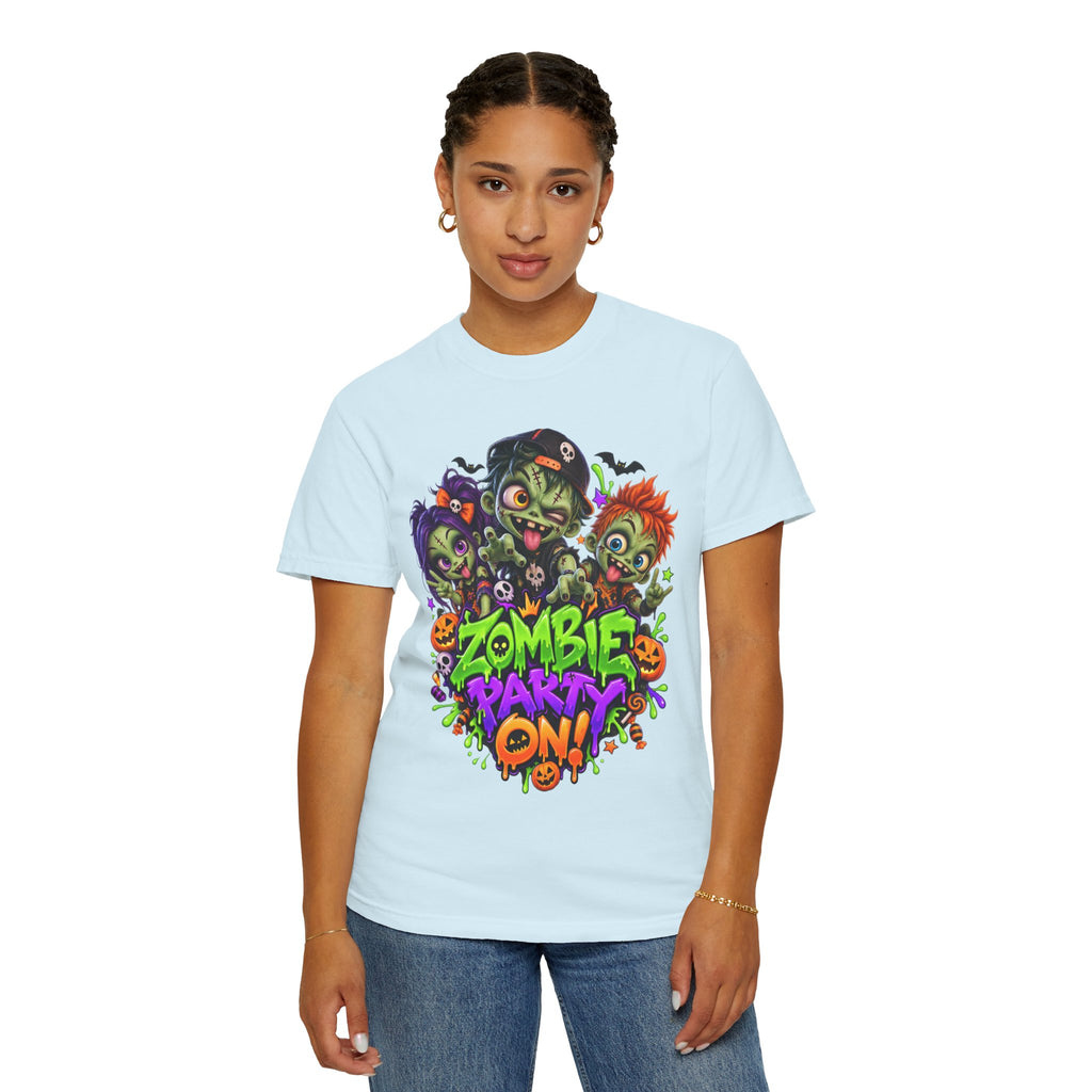 Zombie Party On! – Halloween Zombie Crew Graphic T-Shirt