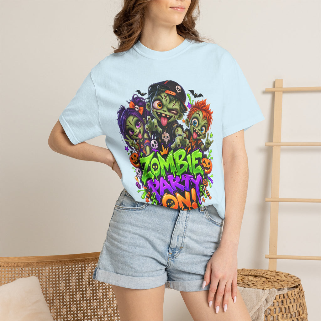 Zombie Party On! – Halloween Zombie Crew Graphic T-Shirt