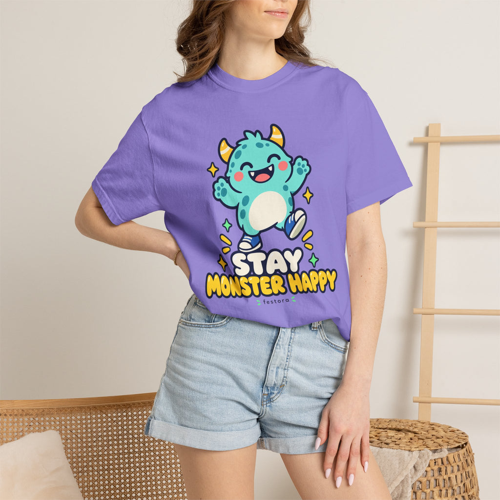 Stay Monster Happy – Cute Monster Graphic T-Shirt