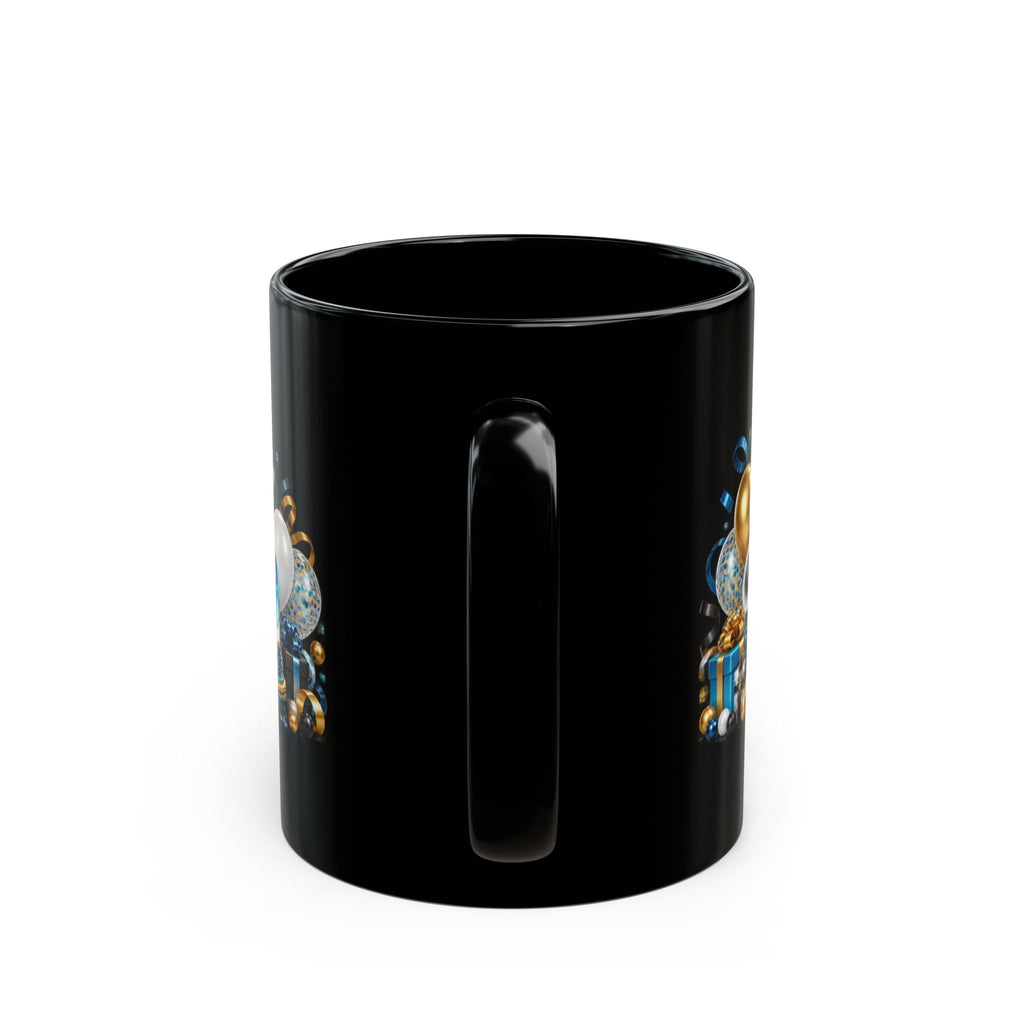 Happy Birthday White Tiger Mug – Bold 3D Birthday Design – Black Coffee Mug